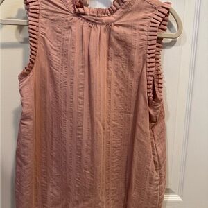 Work appropriate size s, like new, Ann Taylor Blush Sleeveless Pleated Blouse